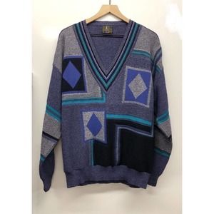 Vintage Baffo Men's Sweater Pullover V-neck